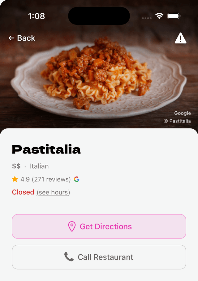 Restaurant detail screen